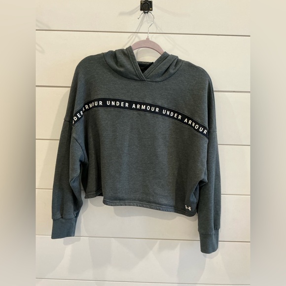 Under Armour Tops - Under Armour Rival Fleece cropped hoodie w/ taped branding